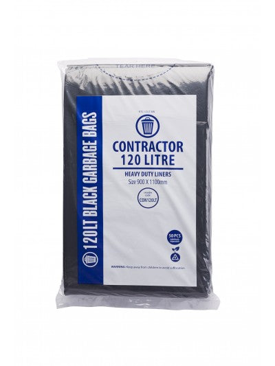 120L Black Contractor Bin Bags Heavy Duty Bin Liners (200 bags)