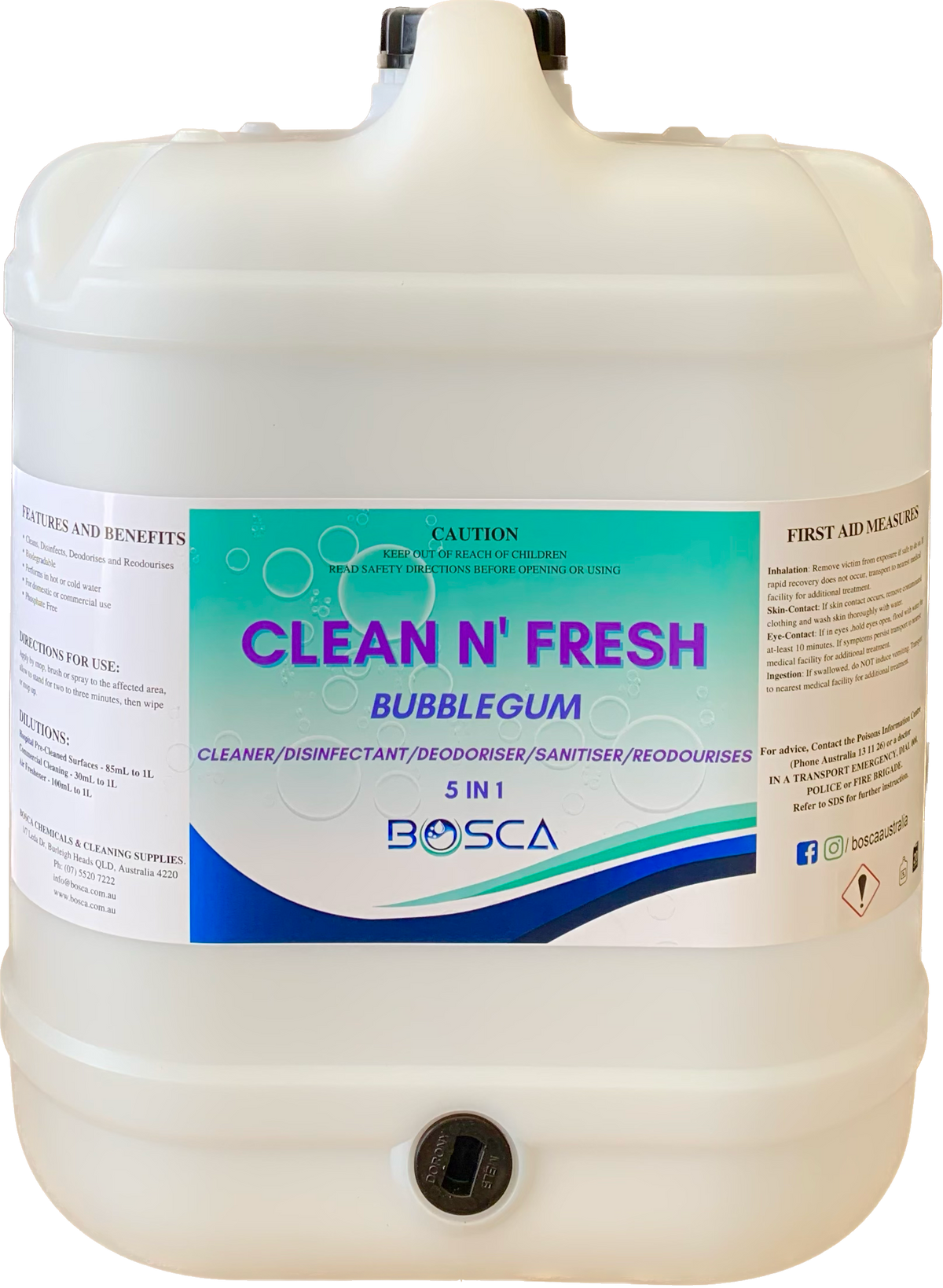 Clean N' Fresh 5IN1 Disinfectant And Cleaner 20L - Bubblegum