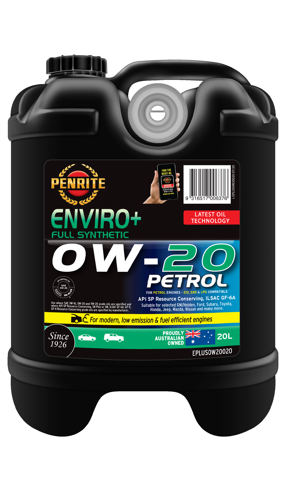 Penrite Enviro+ 0W-20 Engine Oil Box 20L - EPLUS0W20020BOX