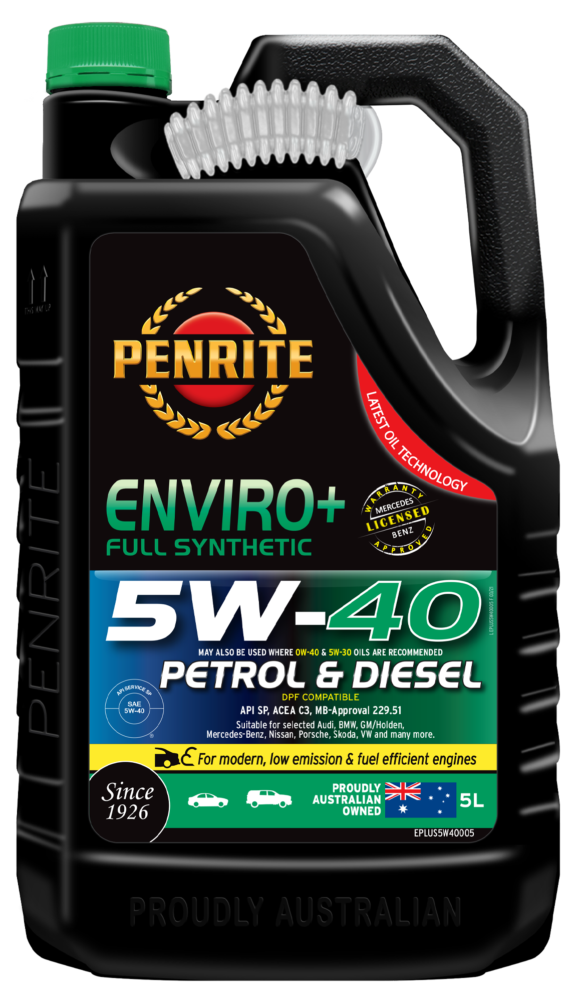 Penrite Enviro+ 5W-40 Engine Oil 5L - EPLUS5W40005