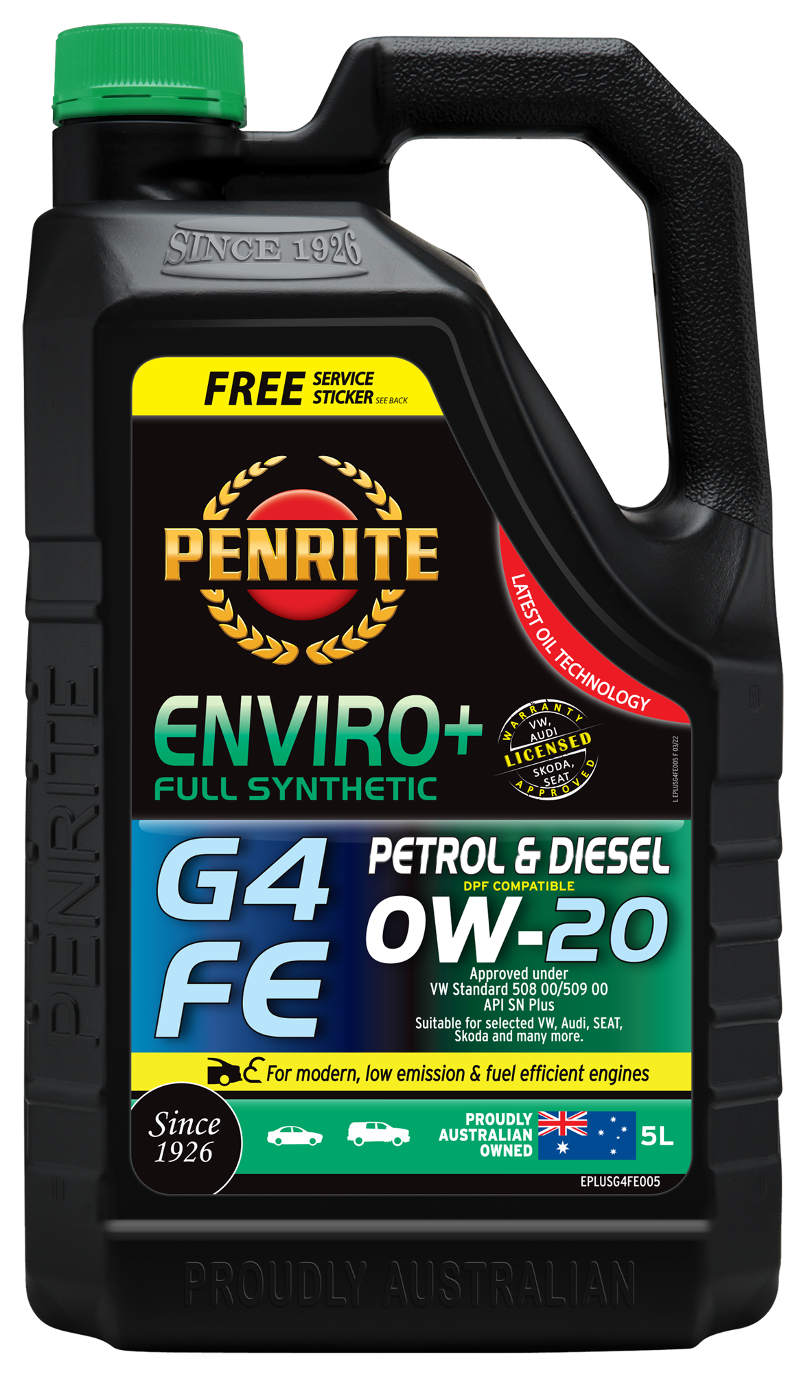 Penrite Enviro+ G4 0W-20 Engine Oil 5L - EPLUSG4FE005