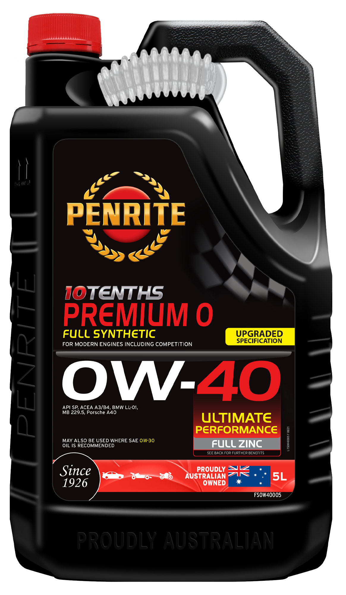 Penrite 10 Tenths Premium 0W-40 Engine Oil 5L - FS0W40005