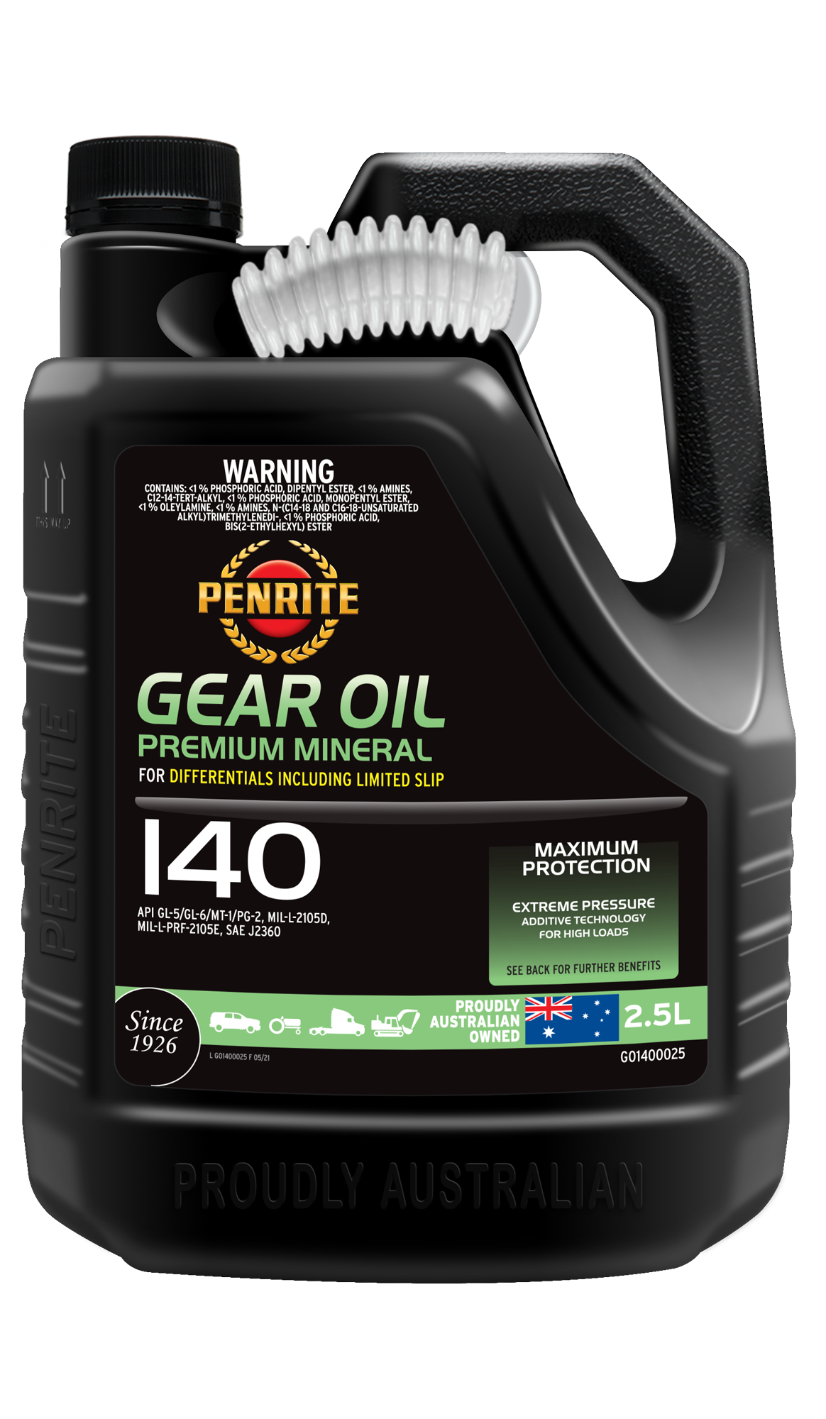 Penrite Gear Oil 140 SAE 140 Mineral Gear & Differential Oil 2.5L - GO1400025