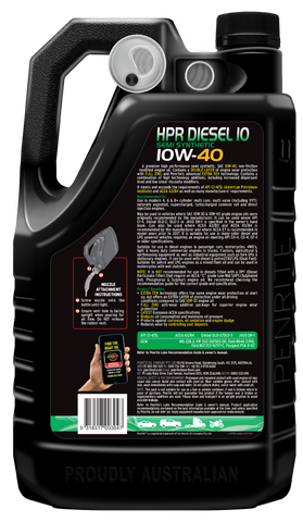 Penrite HPR Diesel 10 SAE 10W-40 Engine Oil 5L - HPRD10005