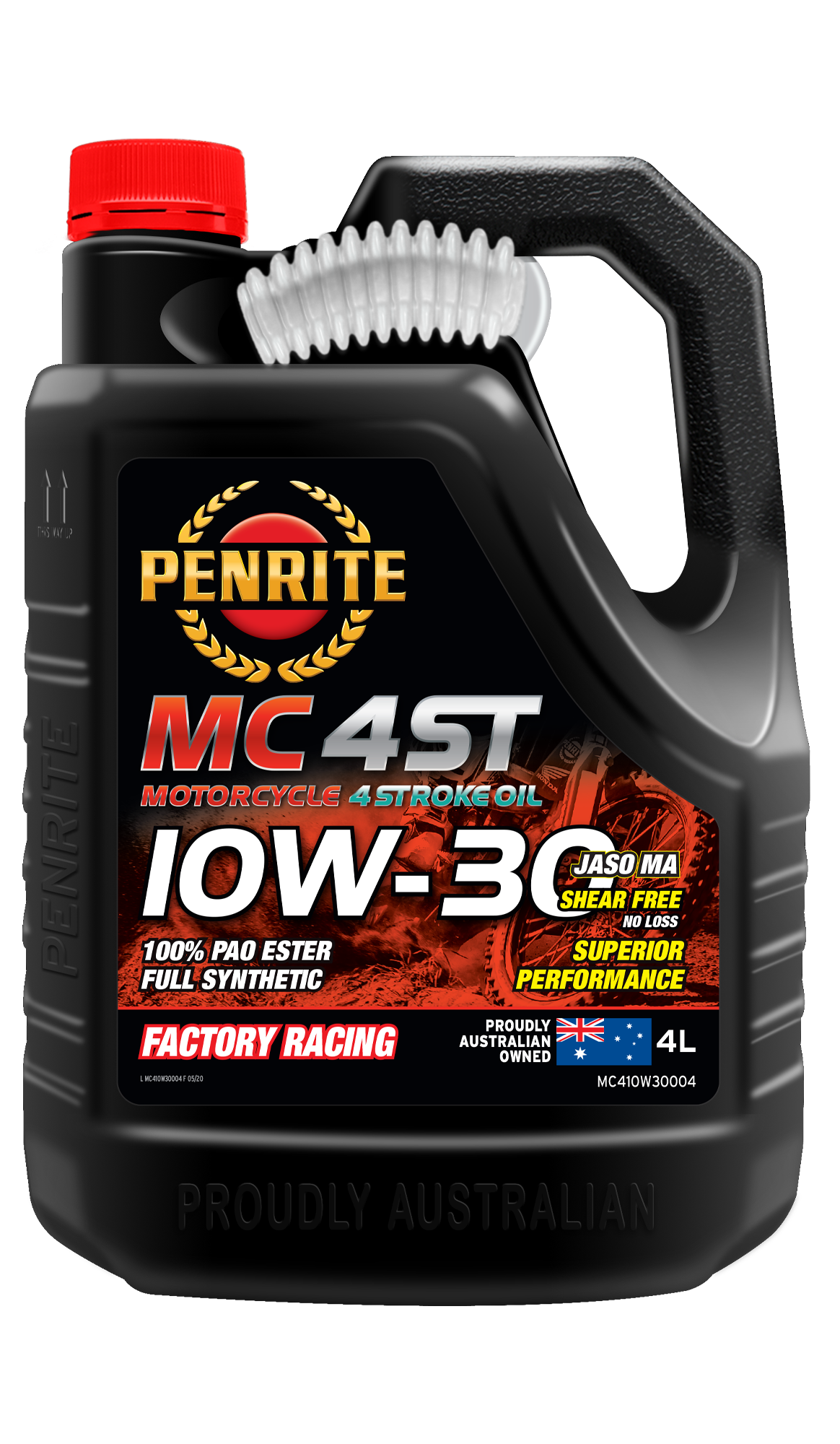 Penrite MC 4ST 4 Stroke Motorcycle Oil 100% PAO & Ester 10W-30 4L - MC410W30004