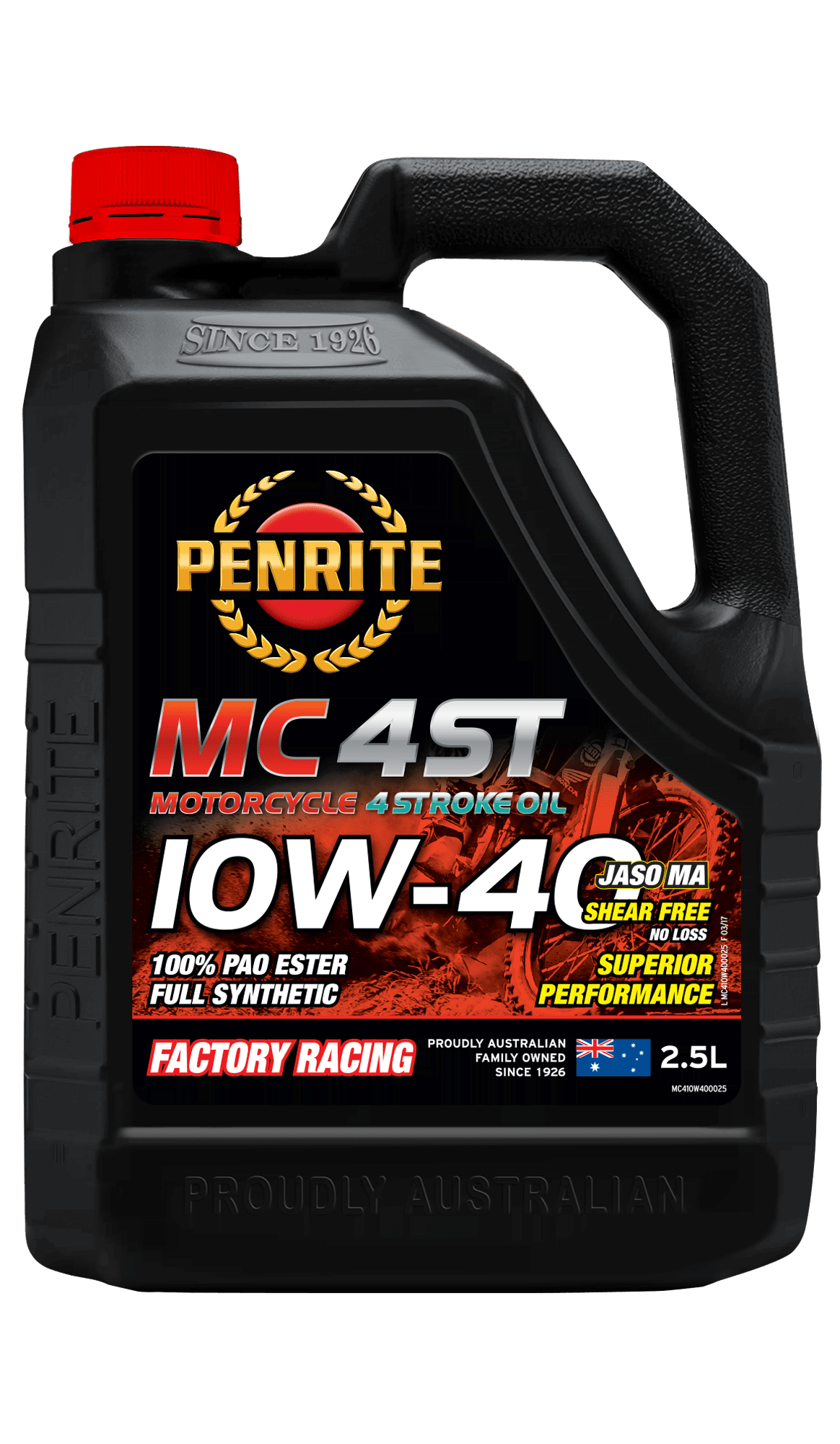 Penrite MC-4ST 4 Stroke Oil Full Synthetic 10W-40 2.5L - MC410W400025