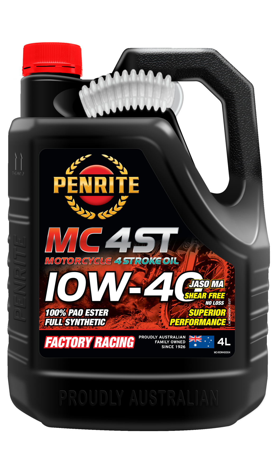 Penrite MC-4ST 10W-40 100% Pao & Ester 4L - MC410W40004