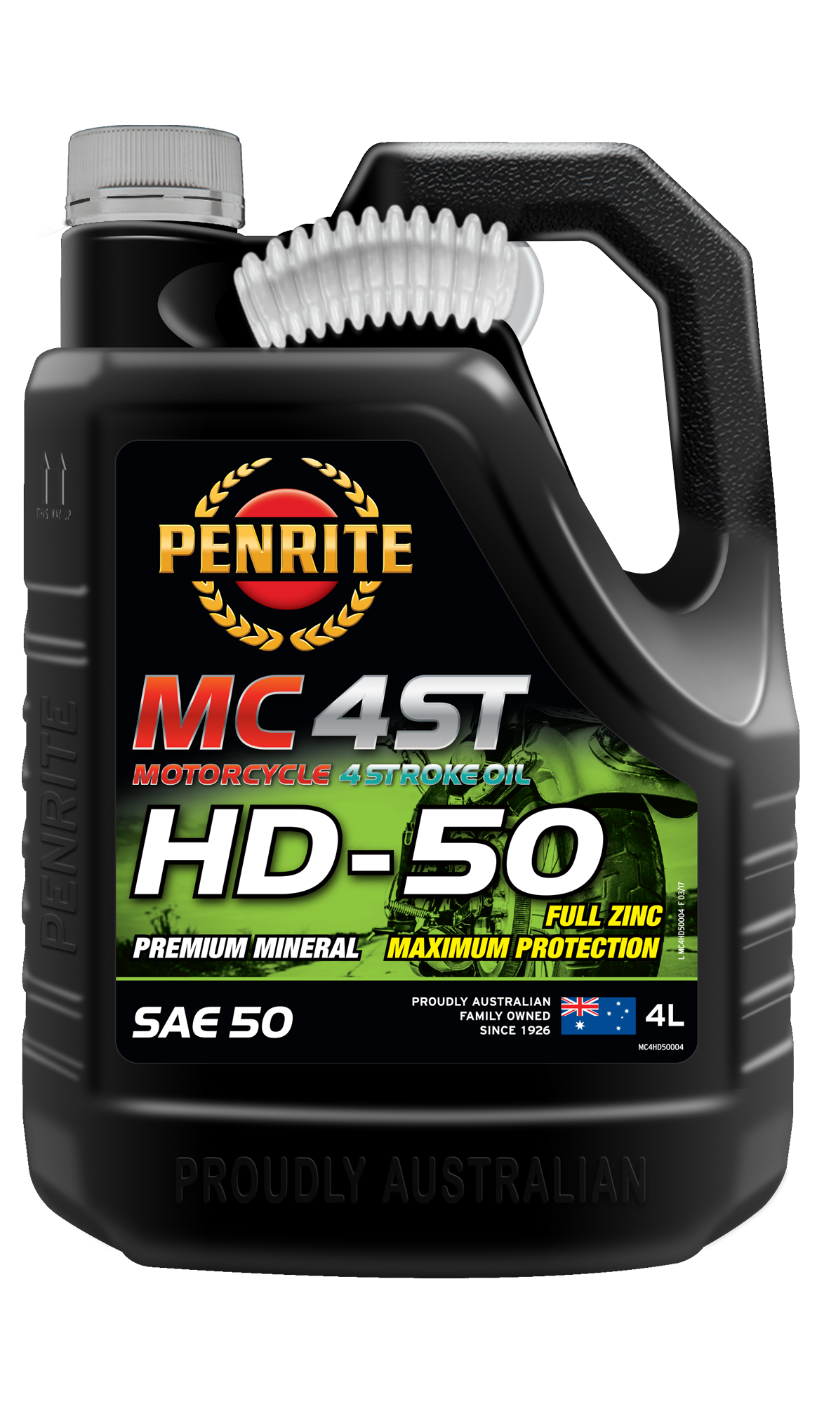 Penrite MC-4ST 4 Stroke Oil Mineral HD SAE 50 4L - MC4HD50004