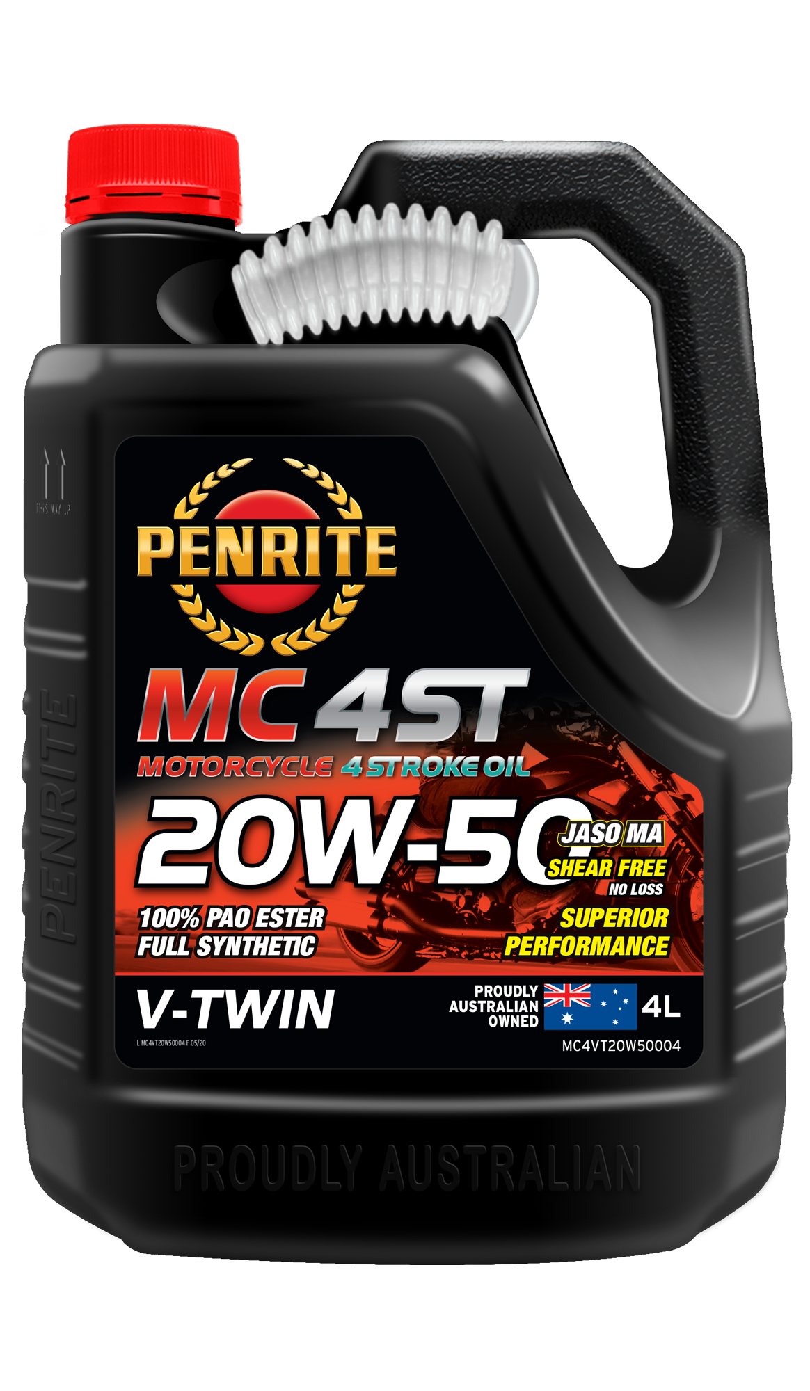 Penrite MC-4ST V Twin 20W-50 100% Pao & Ester 4L - MC4VT20W50004