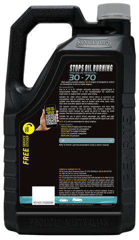 Penrite Stops Burning 30-70 Engine Oil 5L - PMO30005