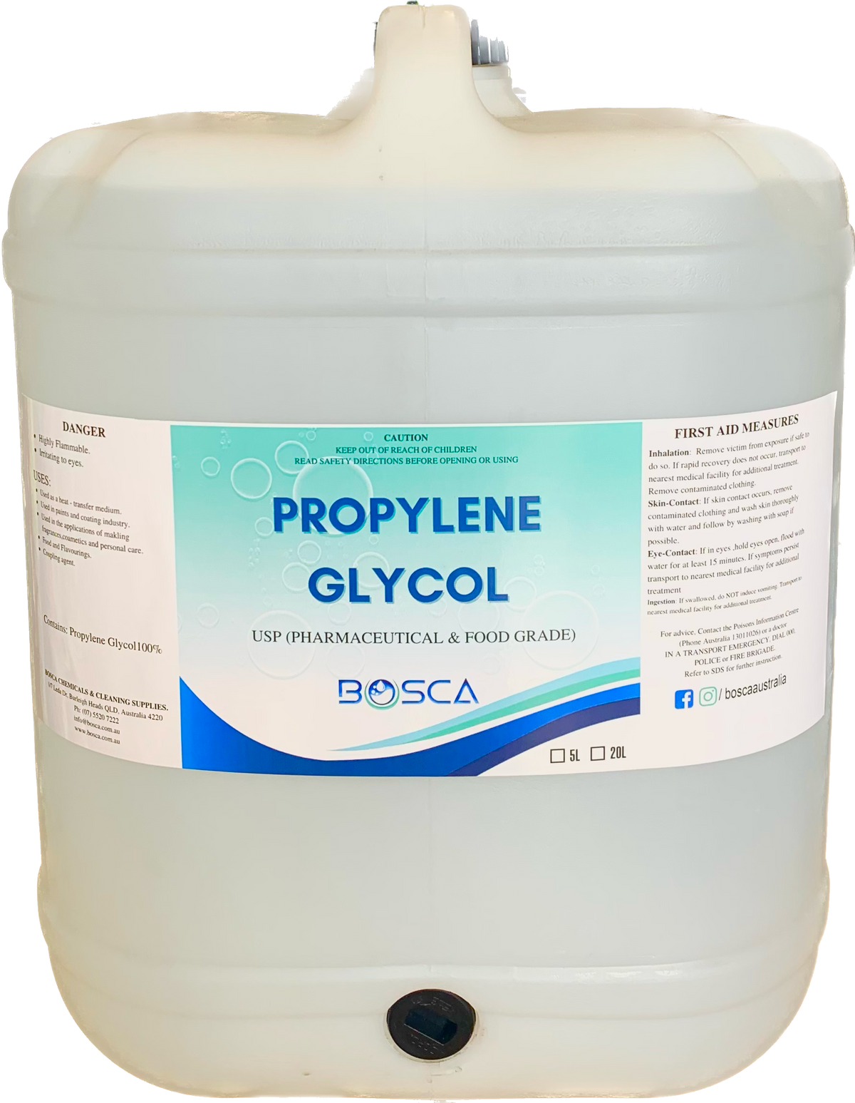 Propylene Glycol 20L - USP 100% Pure Pharmaceutical & Food Grade